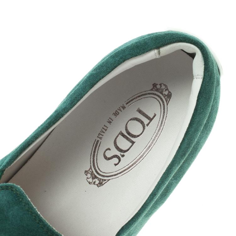 Pre Owned Tod's Green Suede Espadrille Slip-On Sneakers Size 42