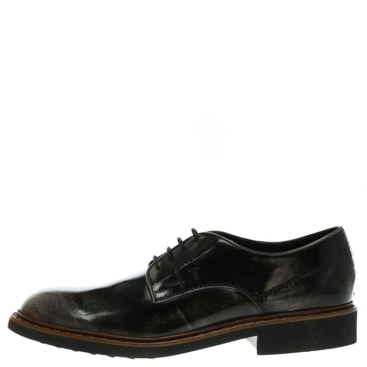 Pre Owned Tod's Black Leather Lace Up Derby Size 47