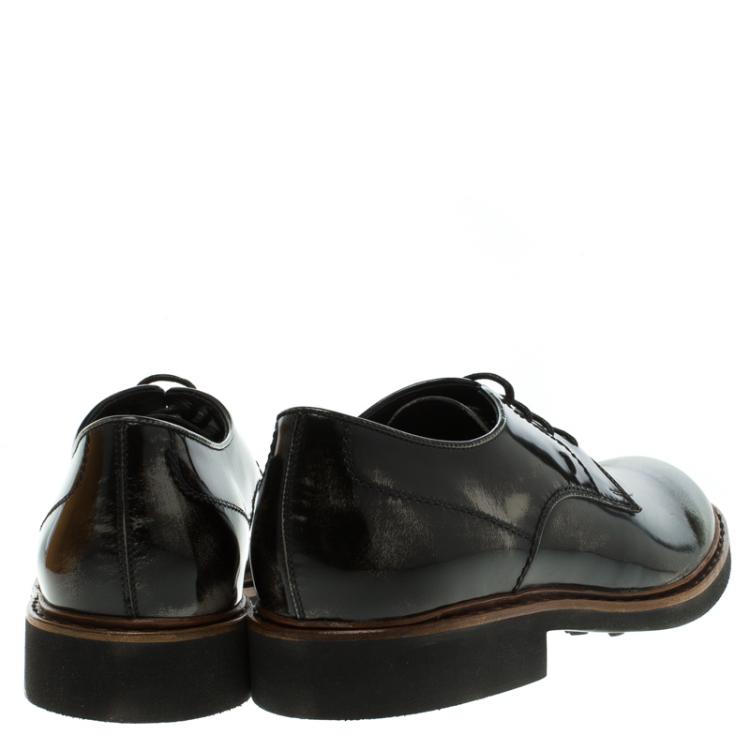 Pre Owned Tod's Black Leather Lace Up Derby Size 47
