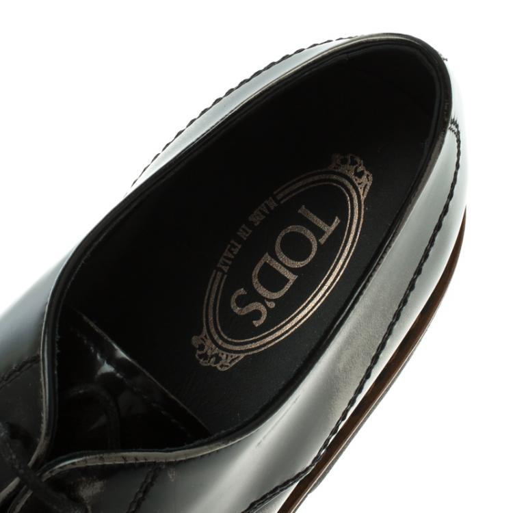 Pre Owned Tod's Black Leather Lace Up Derby Size 47