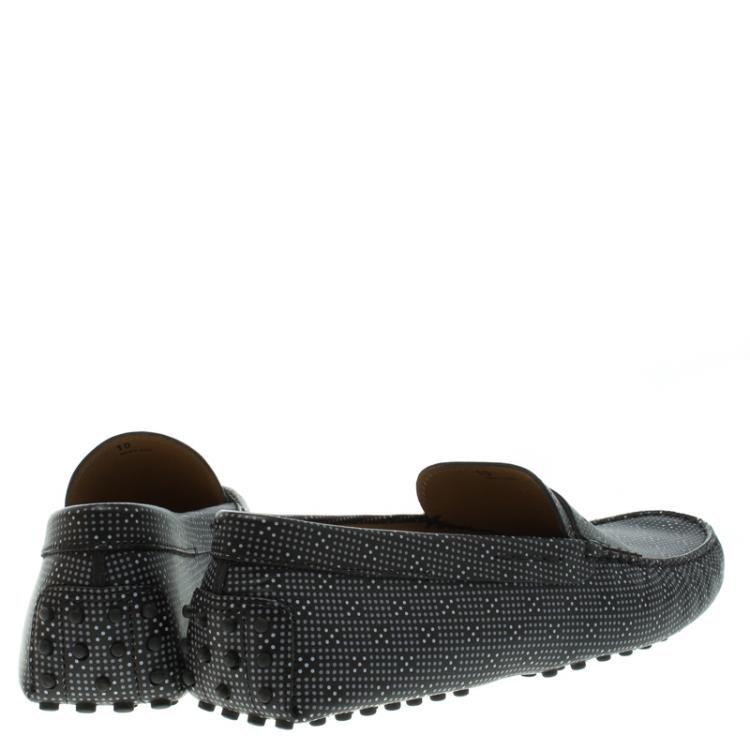 مملوكة مسبقًا Tod's Black Printed Leather Loafers Size 44.5