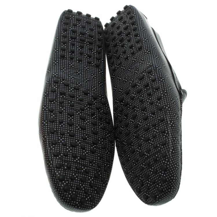 مملوكة مسبقًا Tod's Black Printed Leather Loafers Size 44.5