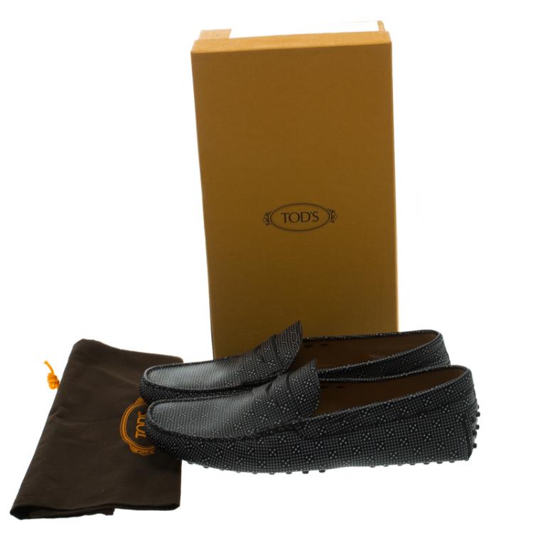 مملوكة مسبقًا Tod's Black Printed Leather Loafers Size 44.5