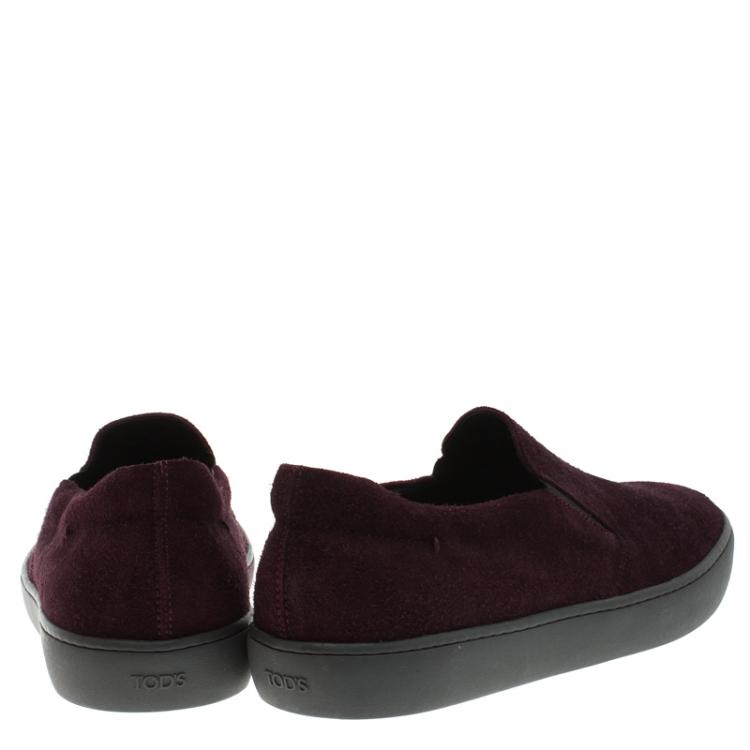 Pre Owned Tod's Purple Suede Slip On Sneakers Size 42