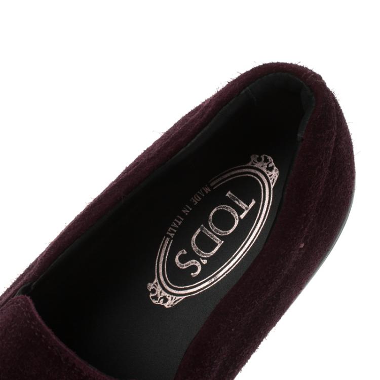 Pre Owned Tod's Purple Suede Slip On Sneakers Size 42