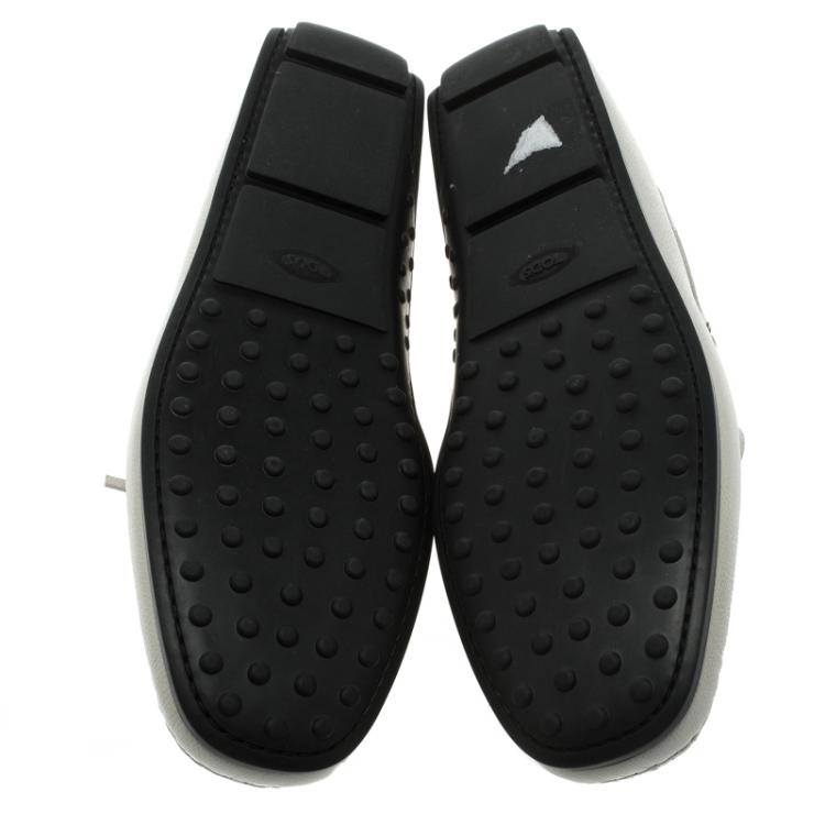 Pre Owned Tod's Off-White Leather Bow Loafers Size 42