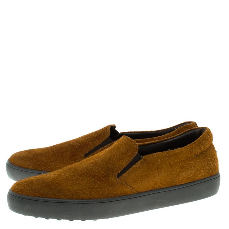 Pre Owned Tod's Brown Suede Slip On Sneakers Size 44