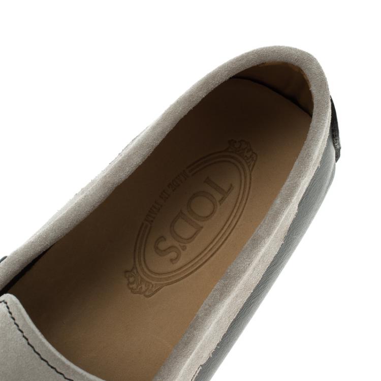 Pre Owned Tod's Two Tone Suede And Leather Eyelet Detail Loafers Size 44
