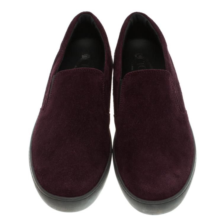 Pre Owned Tod's Purple Suede Slip On Sneakers Size 42.5