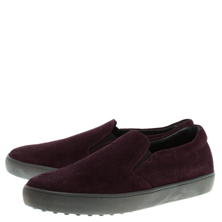 Pre Owned Tod's Purple Suede Slip On Sneakers Size 42.5