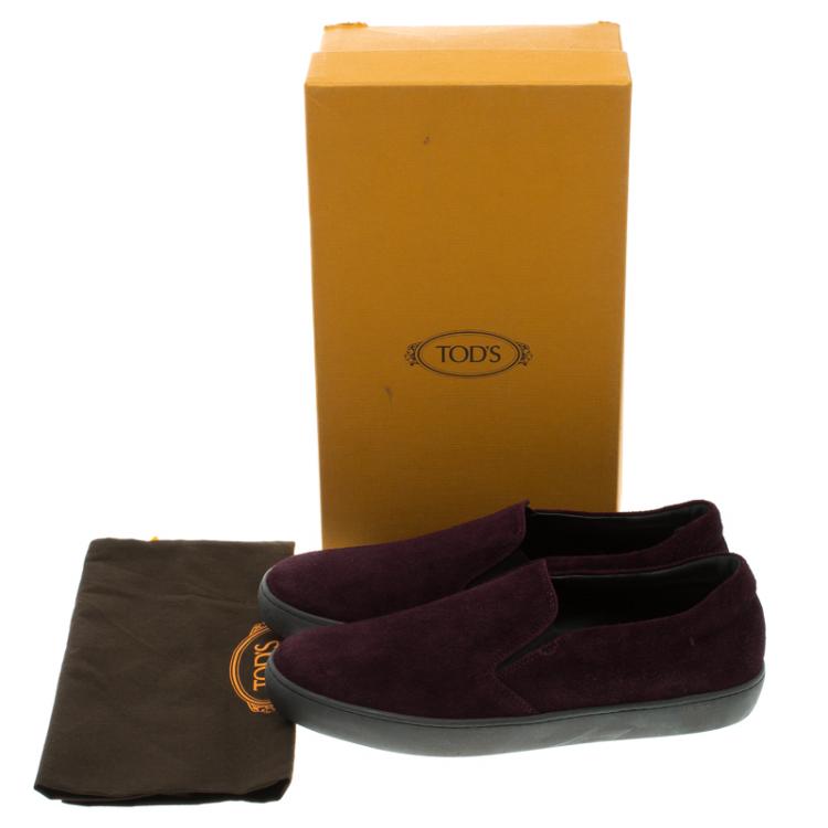 Pre Owned Tod's Purple Suede Slip On Sneakers Size 42.5