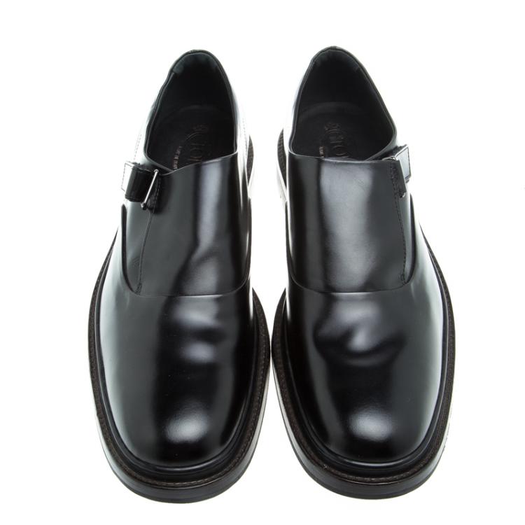 Pre Owned Tod's Black Leather Monk Strap Shoes Size 44.5