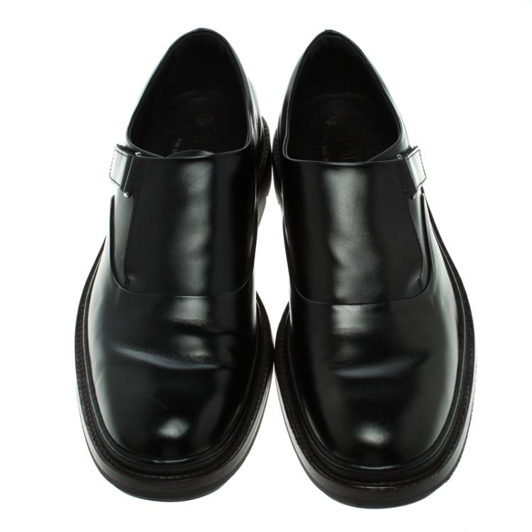 Pre Owned Tod's Black Leather Monk Strap Shoes Size 43