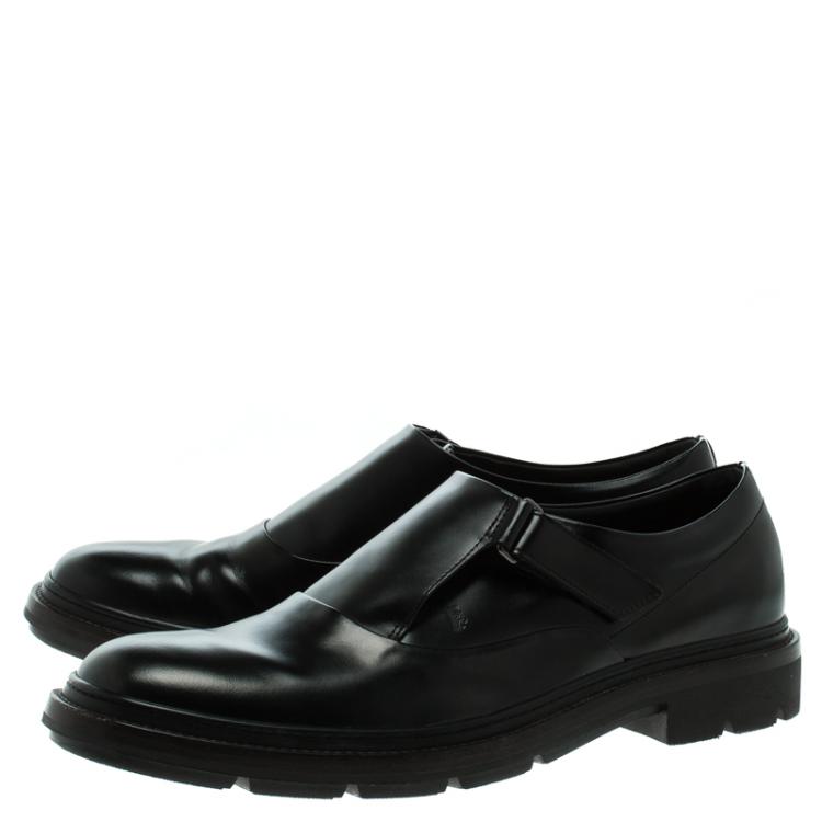 Pre Owned Tod's Black Leather Monk Strap Shoes Size 43