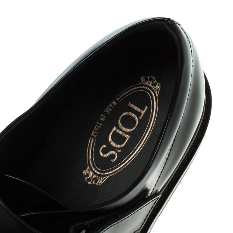 Pre Owned Tod's Black Leather Monk Strap Shoes Size 43