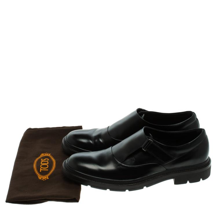 Pre Owned Tod's Black Leather Monk Strap Shoes Size 43