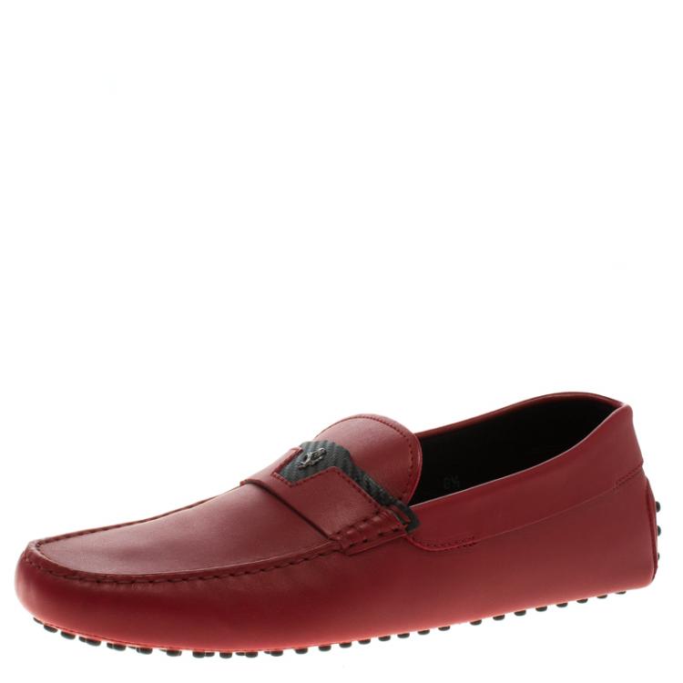 Pre Owned Tod's for Ferrari Red Leather Loafers Size 42.5