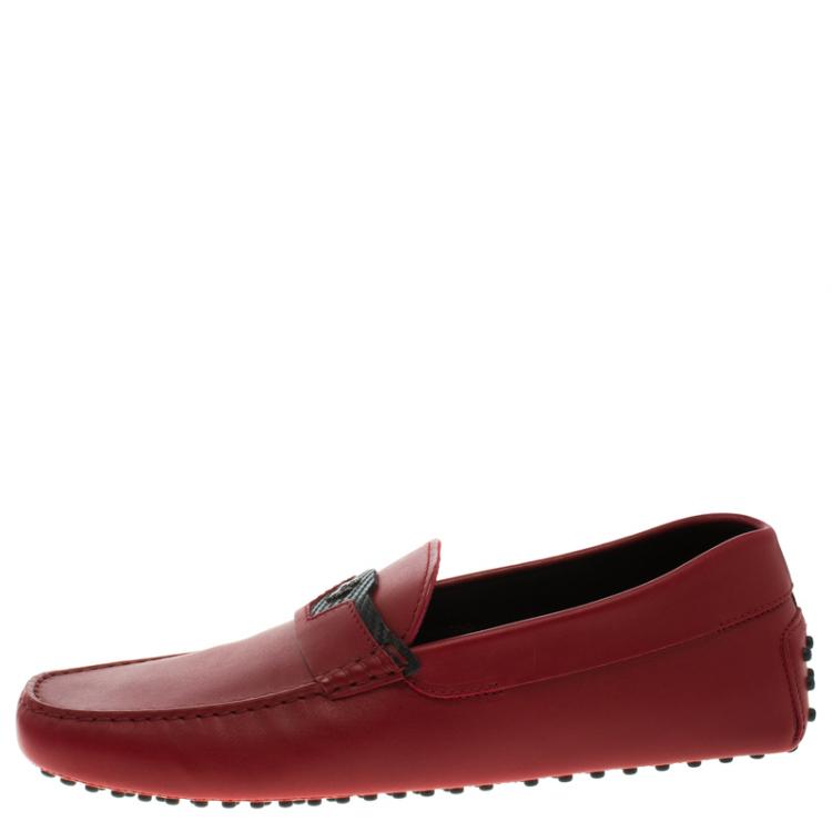Pre Owned Tod's for Ferrari Red Leather Loafers Size 42.5