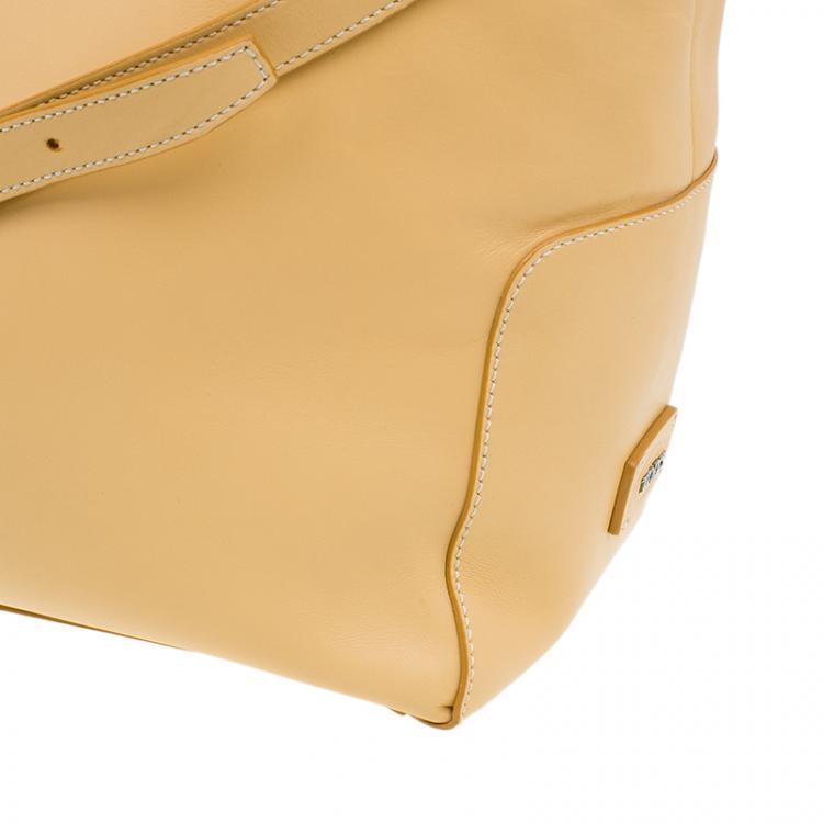 Pre Owned Tod's Nude Leather Double Striped Travel Bag