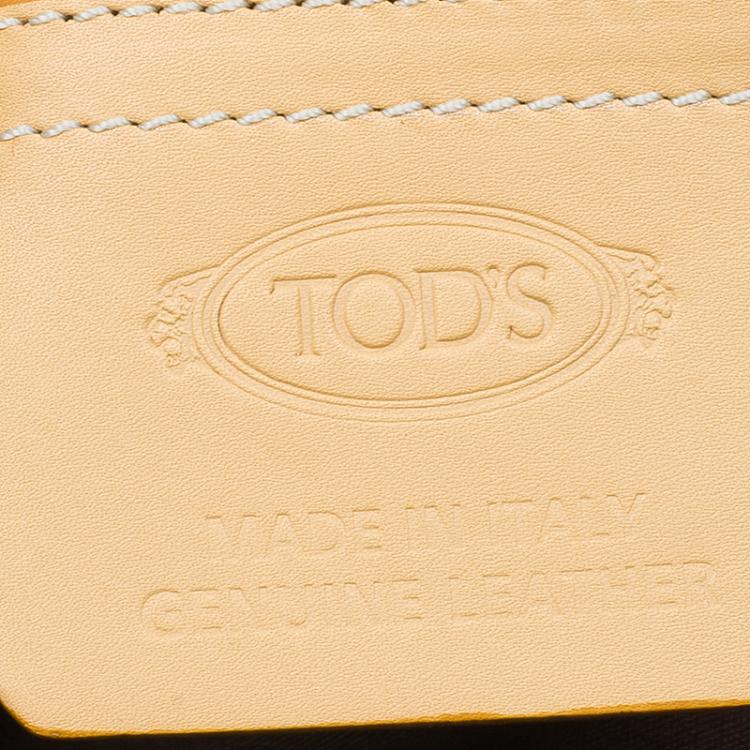 Pre Owned Tod's Nude Leather Double Striped Travel Bag