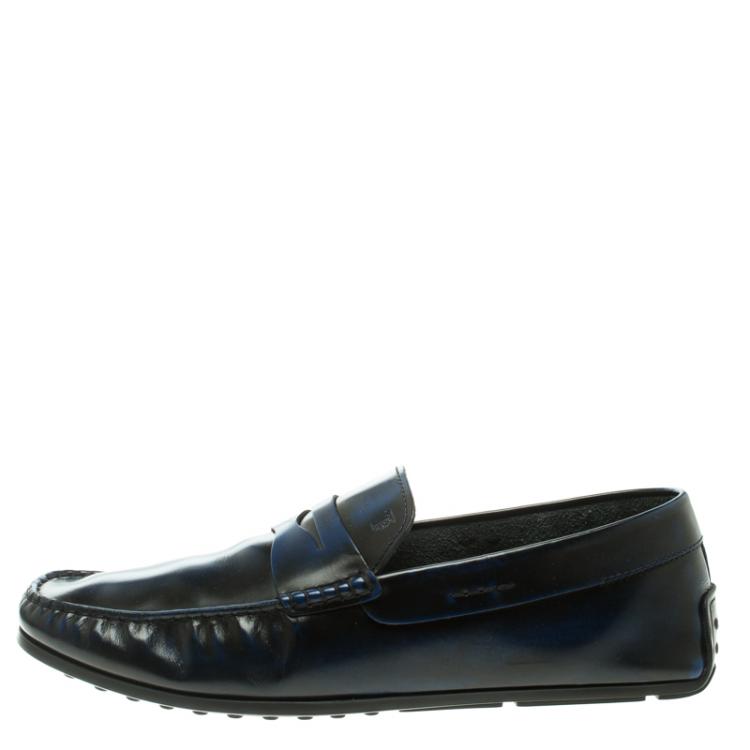 Pre Owned Tod's Two Tone Leather Penny Loafers Size 44