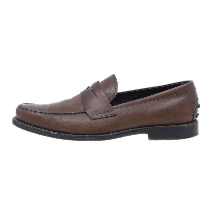 Pre Owned Tod's Brown Leather Penny Loafers Size 41