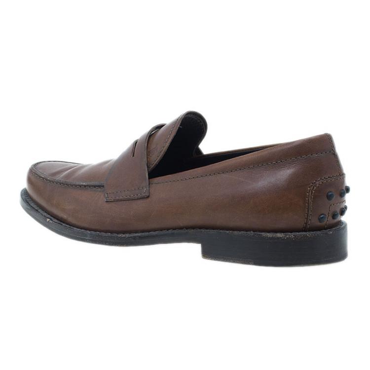 Pre Owned Tod's Brown Leather Penny Loafers Size 41