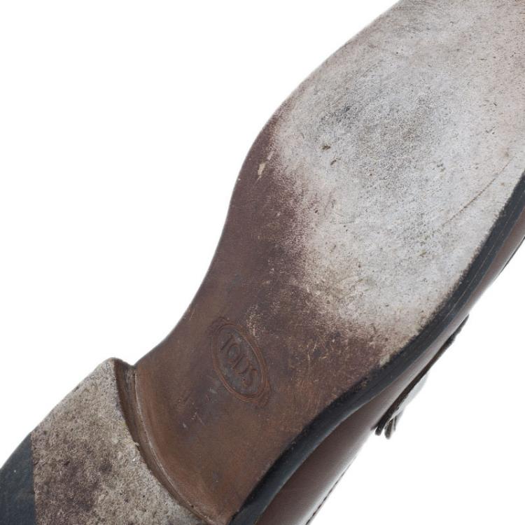 Pre Owned Tod's Brown Leather Penny Loafers Size 41