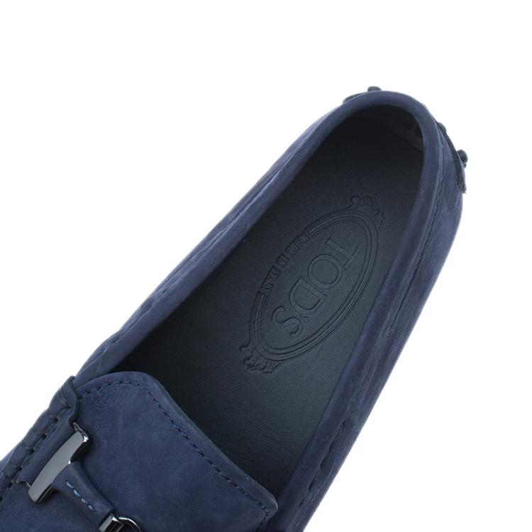 Pre Owned Tod's Purple Suede Horsebit Buckle Loafers Size 41.5