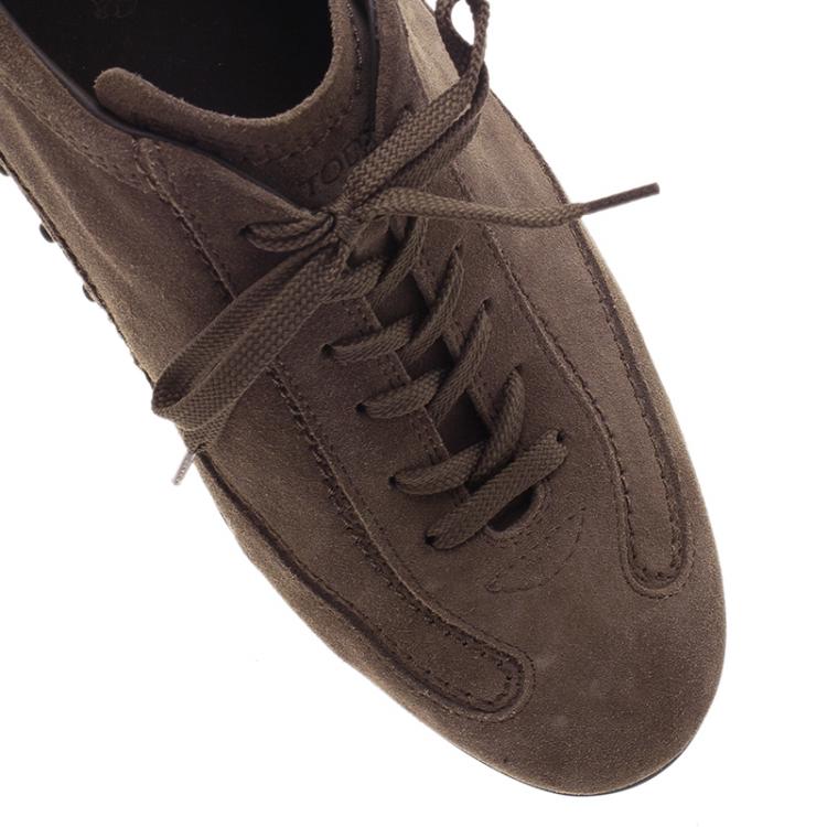 Pre Owned Tod's Brown Suede Sneakers Size 42.5