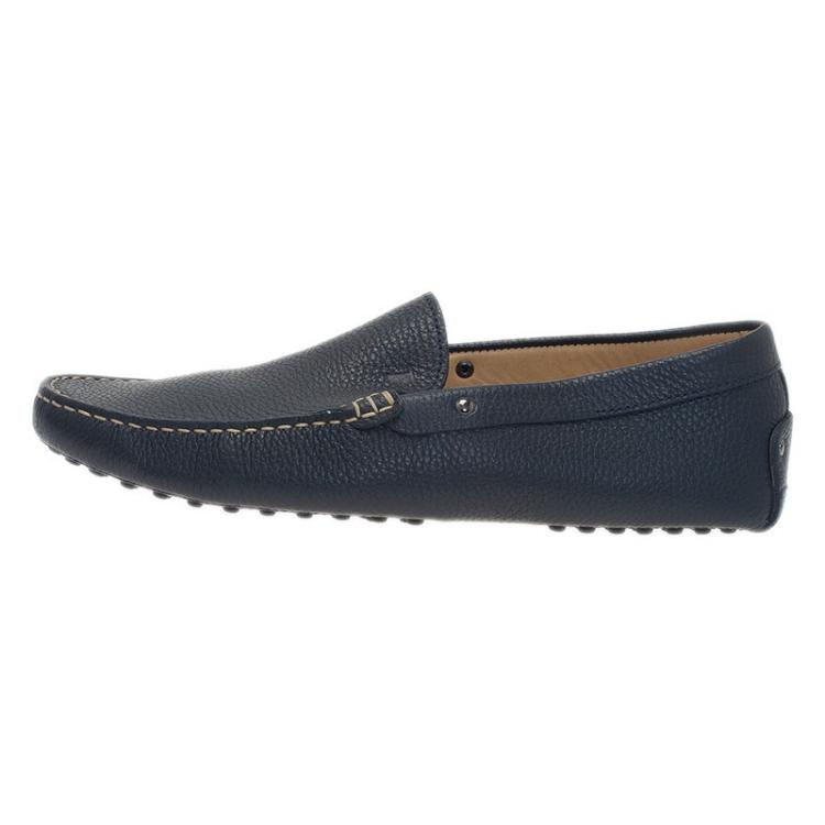 Pre Owned Tod's Navy Blue Leather Loafers Size 43