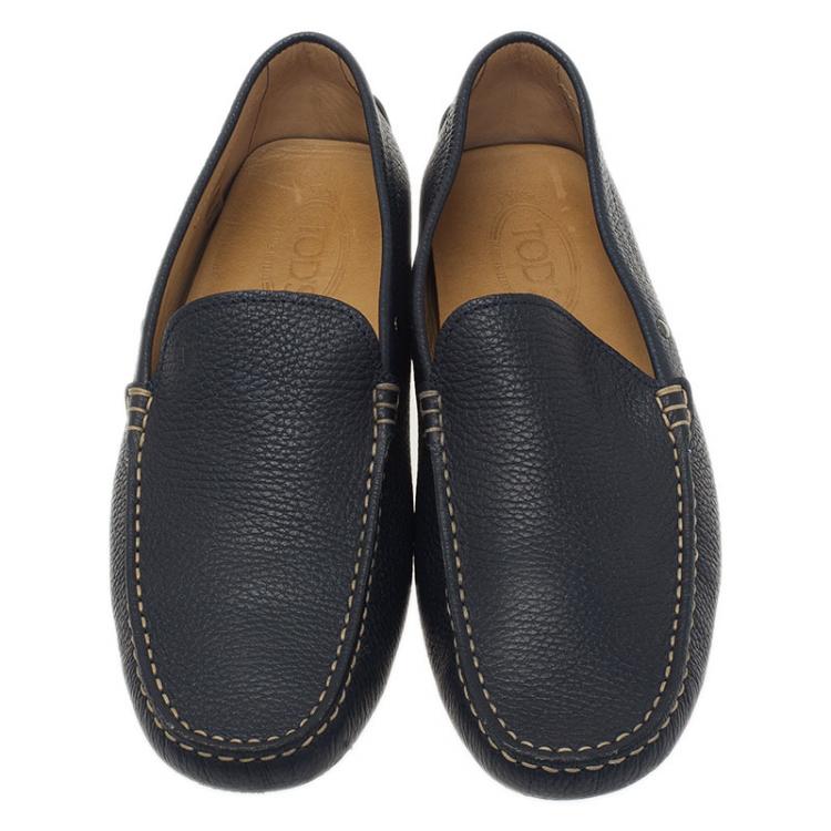 Pre Owned Tod's Navy Blue Leather Loafers Size 43