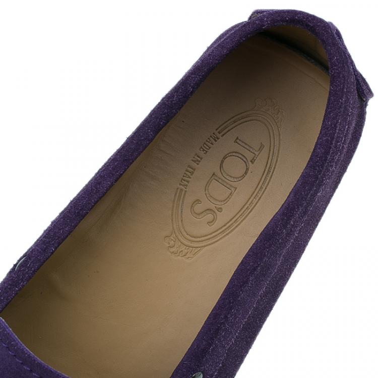Pre Owned Tod's Purple Suede Loafers Size 44.5