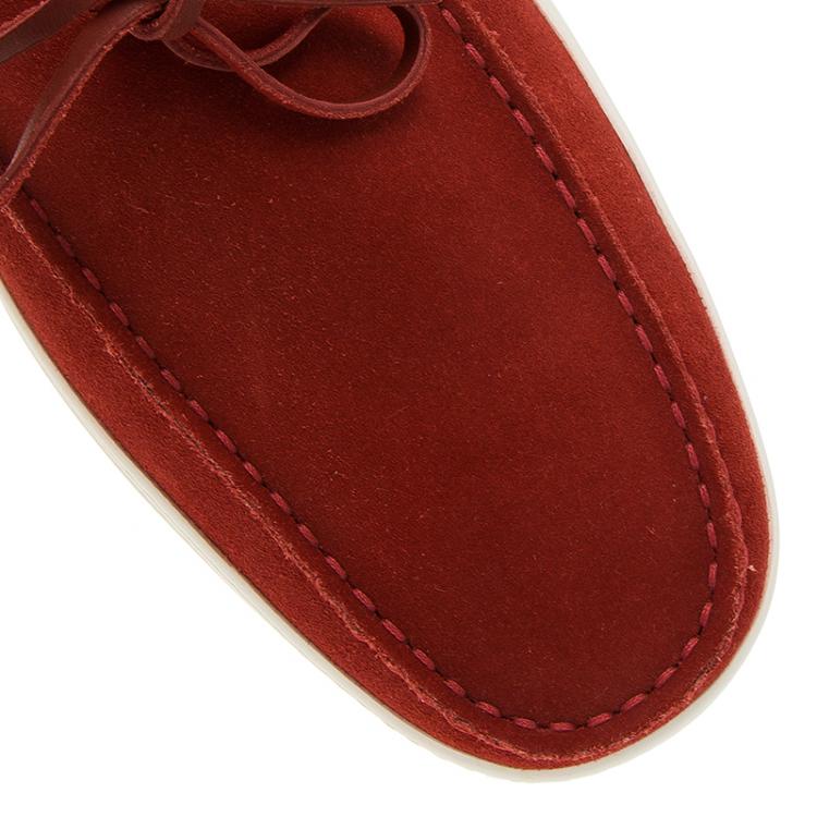 Pre Owned Tod's Red Suede Bow Loafers Size 43.5