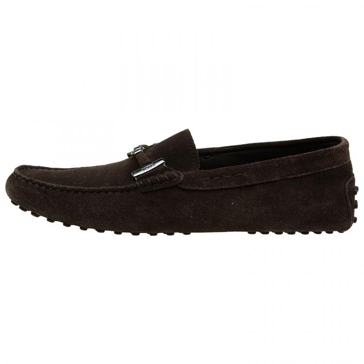 Pre Owned Tod's Brown Suede Horsebit Buckle Loafers Size 41