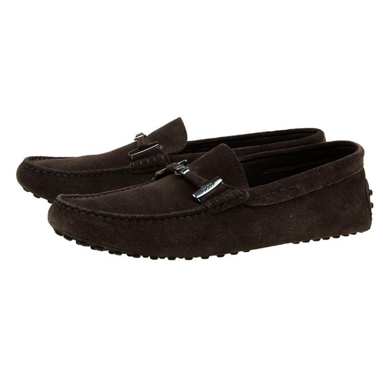 Pre Owned Tod's Brown Suede Horsebit Buckle Loafers Size 41