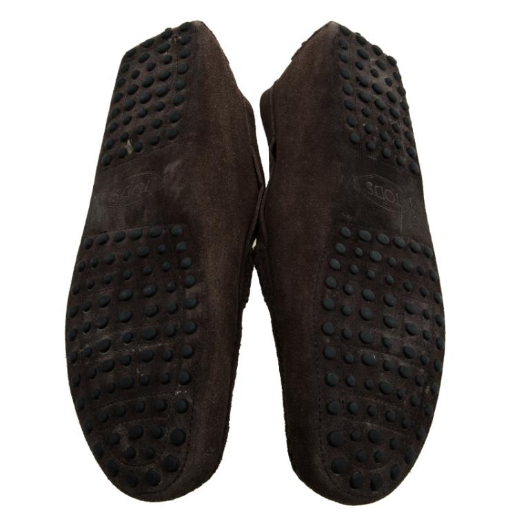 Pre Owned Tod's Brown Suede Horsebit Buckle Loafers Size 41
