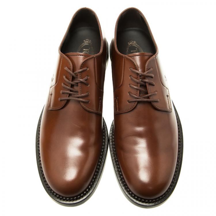 Pre Owned Tod's Brown Leather Lace Up Men's Derby Size 42 