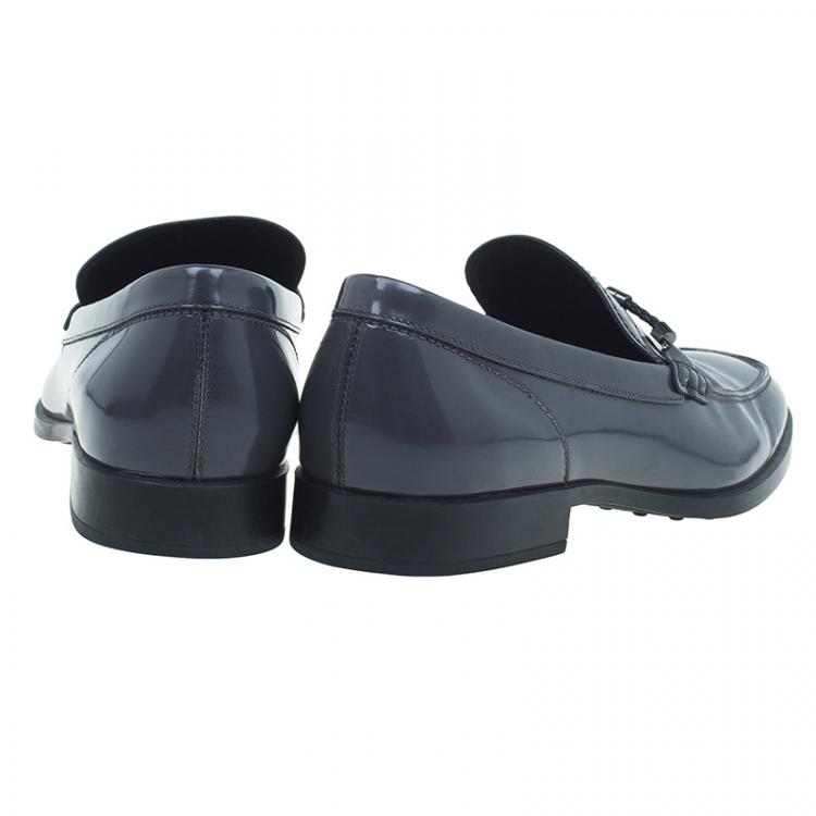 Pre Owned Tod's Grey Patent Loafers Size 45