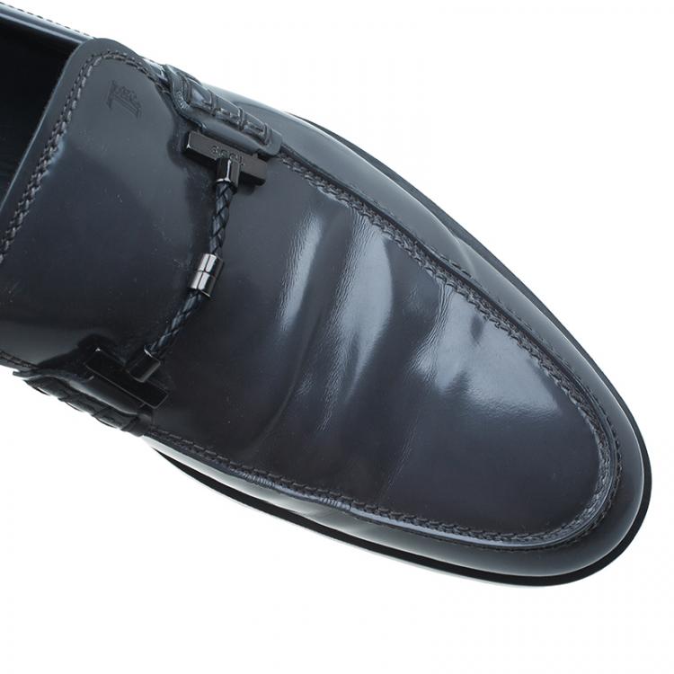 Pre Owned Tod's Grey Patent Loafers Size 45