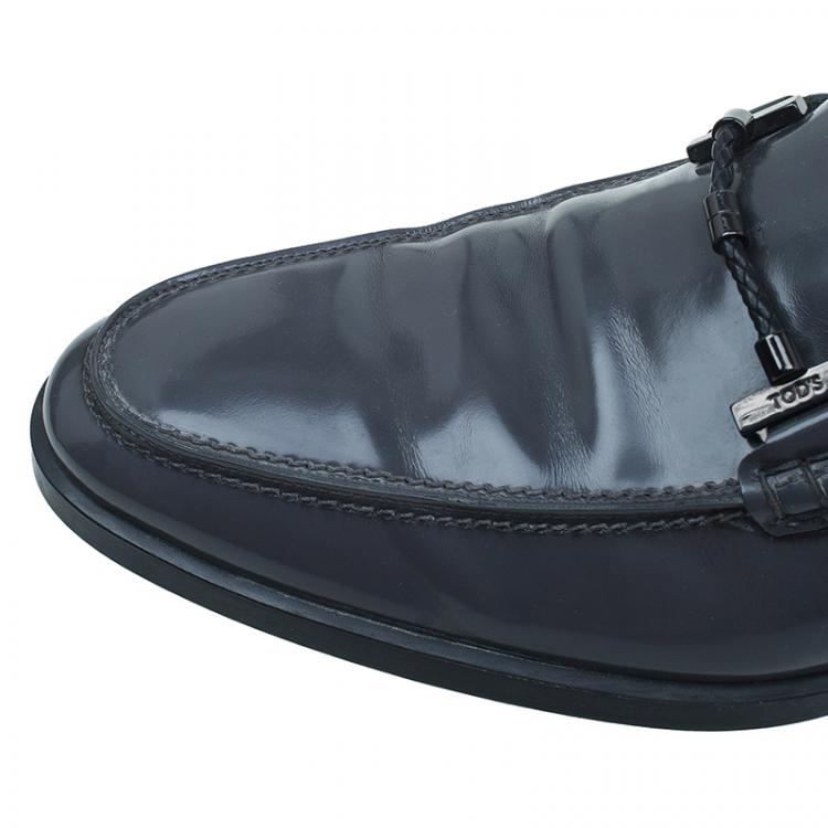 Pre Owned Tod's Grey Patent Loafers Size 45