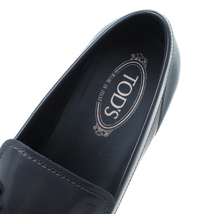 Pre Owned Tod's Grey Patent Loafers Size 45