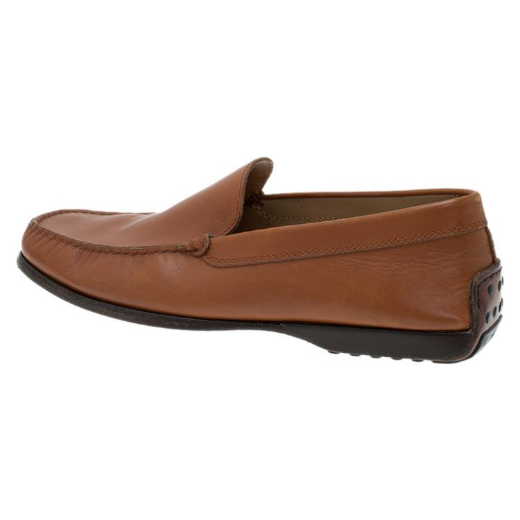Pre Owned Tod's Brown Leather Slip On Loafer Size 41