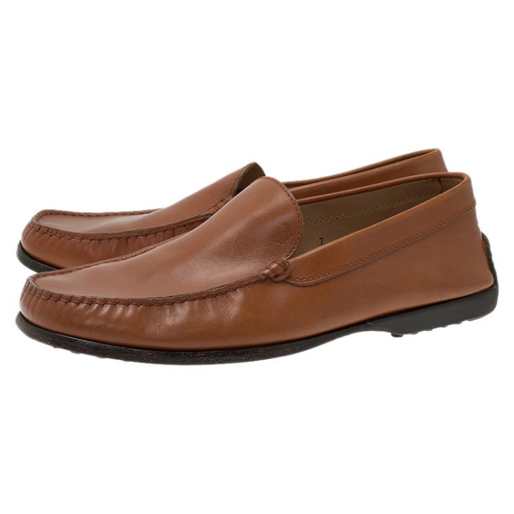 Pre Owned Tod's Brown Leather Slip On Loafer Size 41