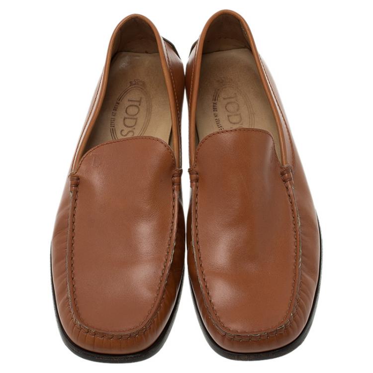 Pre Owned Tod's Brown Leather Slip On Loafer Size 41