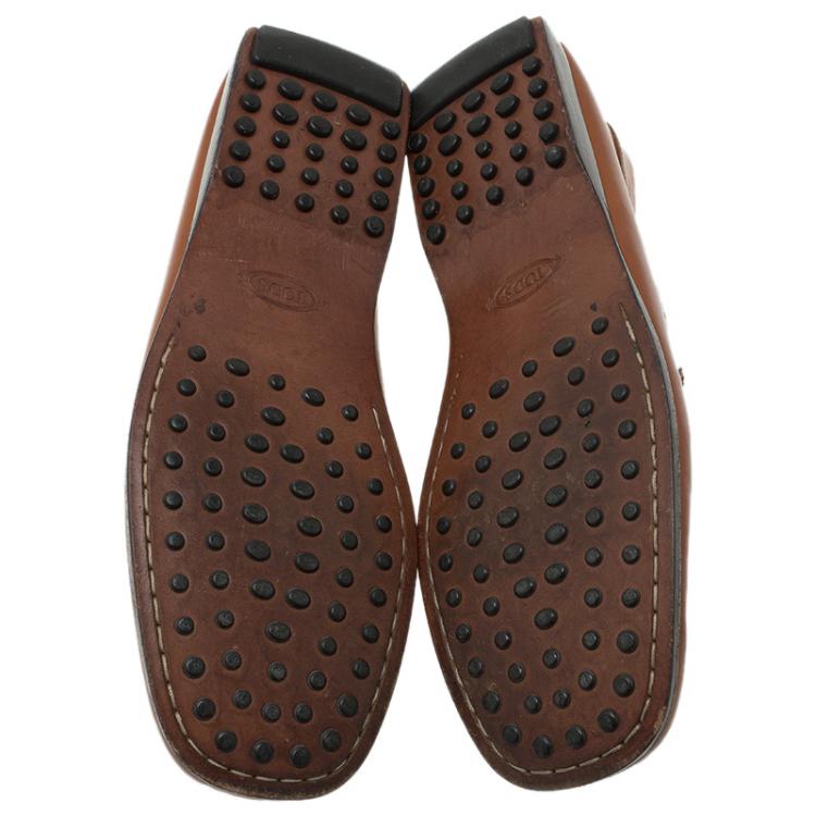 Pre Owned Tod's Brown Leather Slip On Loafer Size 41