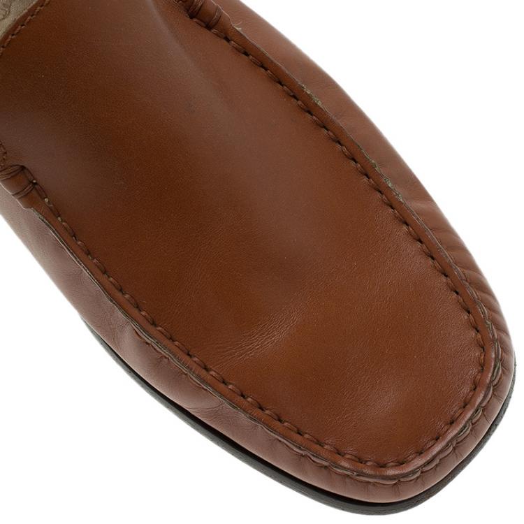Pre Owned Tod's Brown Leather Slip On Loafer Size 41
