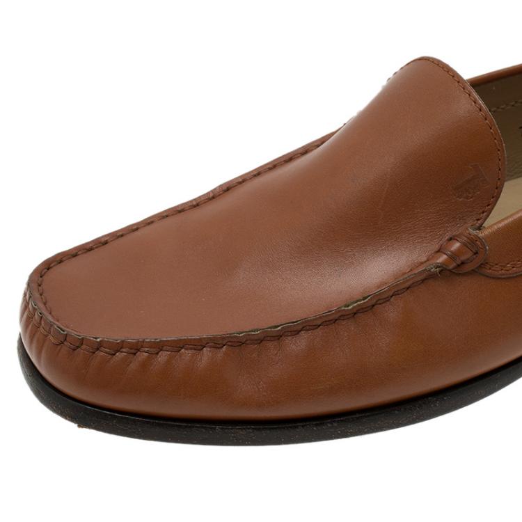 Pre Owned Tod's Brown Leather Slip On Loafer Size 41