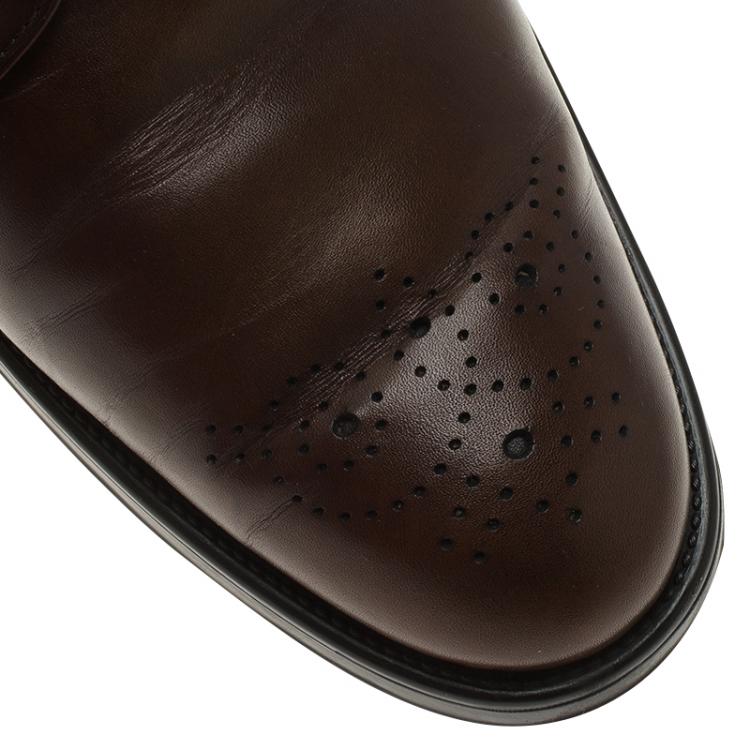 Pre Owned Tod's Brown Leather Brogue Lace Up Oxfords Size 43