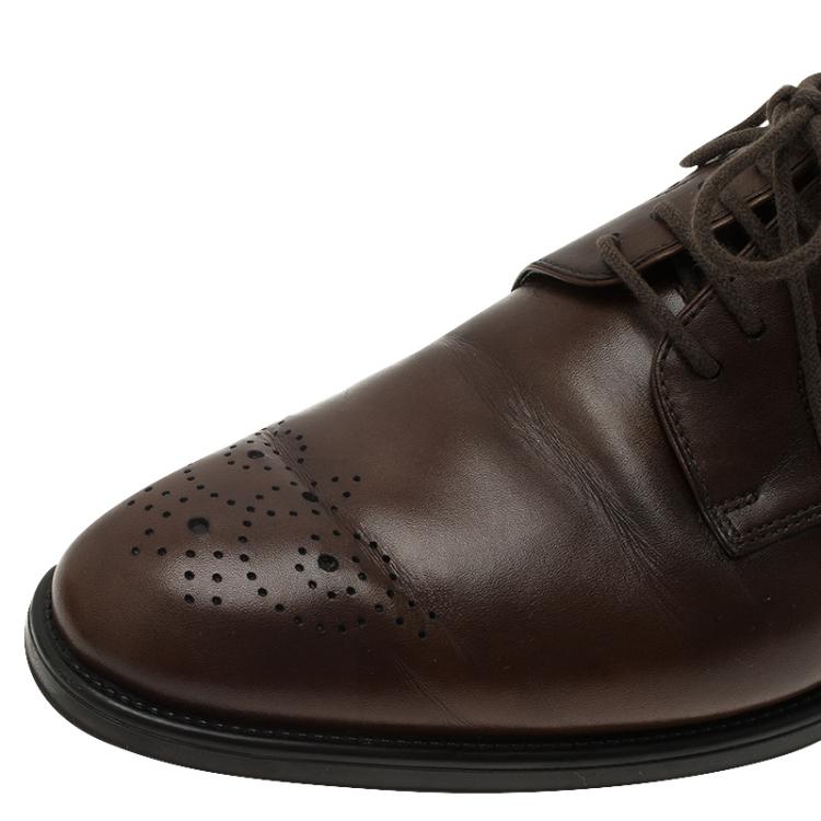 Pre Owned Tod's Brown Leather Brogue Lace Up Oxfords Size 43